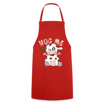 Hug me Kuh - Kochschürze - Rot - Vorne - AI Model Male 185 dark (185cm)