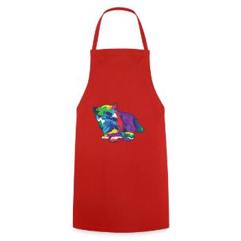 Baby cat in bright colors Fantasy - Cooking Apron - red - Front - AI Model Male 185 dark (185cm)