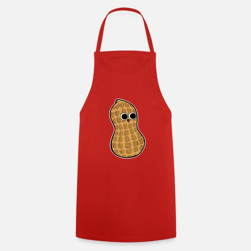 Funny Cute Peanut Comic Cartoon - Cooking Apron - red