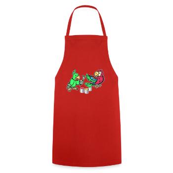 Papageien malen alles schön bunt - Kochschürze - Rot - Vorne - AI Model Male 185 dark (185cm)