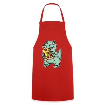 Small dino with pizza - Cooking Apron - red - Front - AI Model Male 185 dark (185cm)