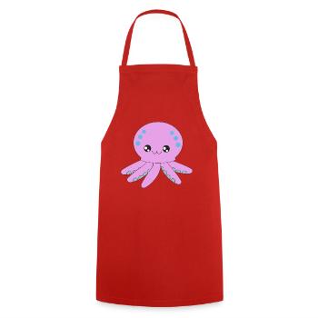 Tintenfisch, Oktopus, Tentakel, unter Wasser - Kochschürze - Rot - Vorne - AI Model Male 185 dark (185cm)