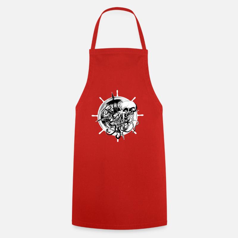 Octopus Skull Tattoo Design - Cooking Apron - red