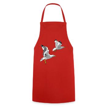 Möwen im Flug Design - Kochschürze - Rot - Vorne - AI Model Male 185 dark (185cm)