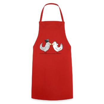Happy bride and groom wedding doves - Cooking Apron - red - Front - AI Model Male 185 dark (185cm)
