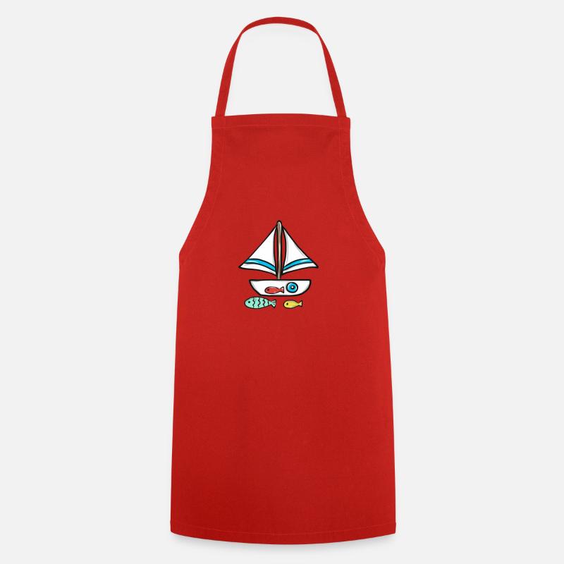 sailboat - Cooking Apron - red