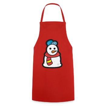 Schneemann - Frohe Weihnachten - Kochschürze - Rot - Vorne - AI Model Male 185 dark (185cm)