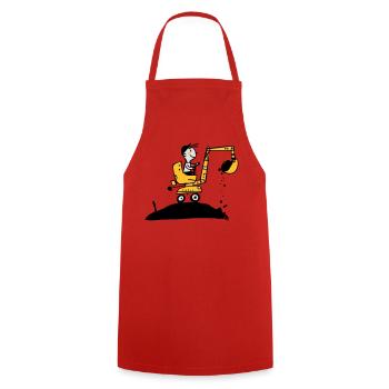 excavator t-shirt - Cooking Apron - red - Front - AI Model Male 185 dark (185cm)