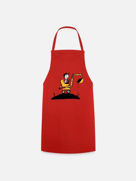 Bagger im Retro Stil - Kochschürze - Rot