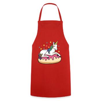 Sweet colorful stars unicorn sits on a donut - Cooking Apron - red - Front - AI Model Male 185 dark (185cm)