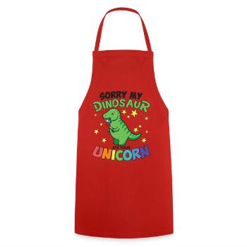 Funny unicorn eating dinosaur Dino - Cooking Apron - red - Front - AI Model Male 185 dark (185cm)