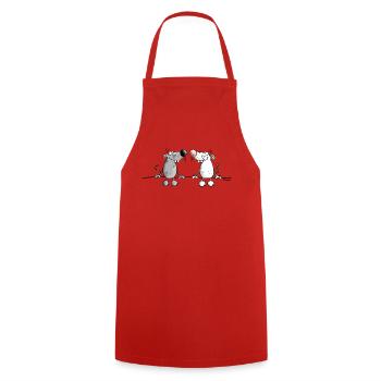 Mice in Love - Cooking Apron - red - Front - AI Model Male 185 dark (185cm)