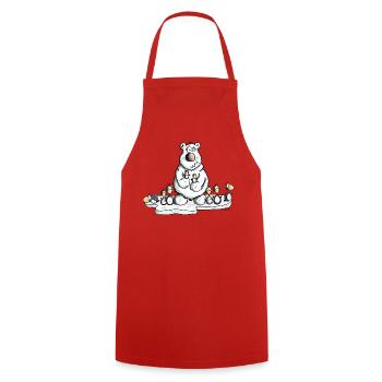 Eisbär mit Pinguinen - Kochschürze - Rot - Vorne - AI Model Male 185 dark (185cm)