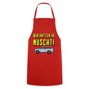 Universal Kombi , Wir hatten ja nüscht!(25 - Kochschürze - Rot - Vorne - AI Model Male 185 dark (185cm)