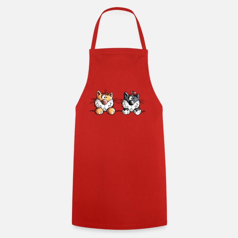 Two funny cats - Cooking Apron - red