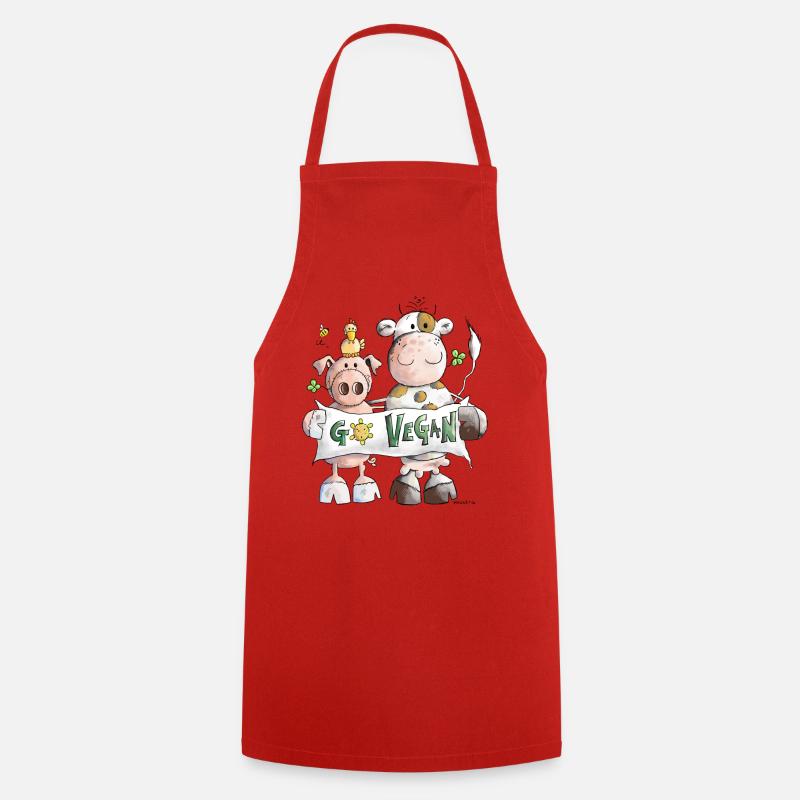 Go Vegan - Cooking Apron - red