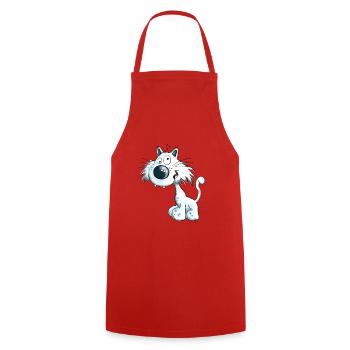 Freche Katze I Kätzchen Cartoon  - Kochschürze - Rot - Vorne - AI Model Male 185 dark (185cm)