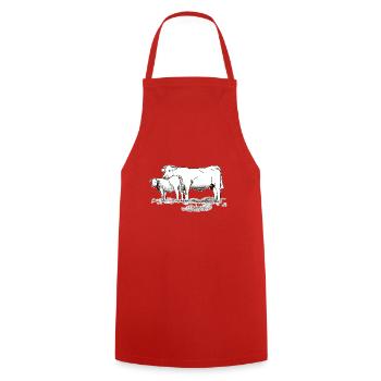 Kuh mit Kalb Bauernhof Geschenk Landwirt Rind - Kochschürze - Rot - Vorne - AI Model Male 185 dark (185cm)