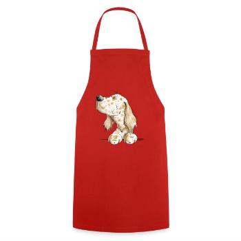 Cadeau de bande dessinée English Setter Head I Dogs - Tablier de cuisine - rouge - Devant - AI Model Male 185 dark (185cm)