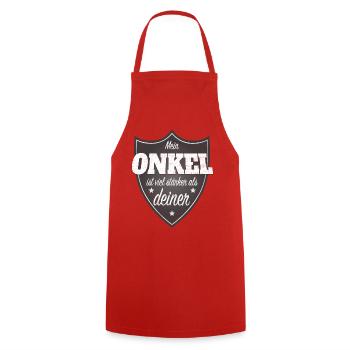 Mon oncle est beaucoup plus fort que ton parrain - Tablier de cuisine - rouge - Devant - AI Model Male 185 dark (185cm)