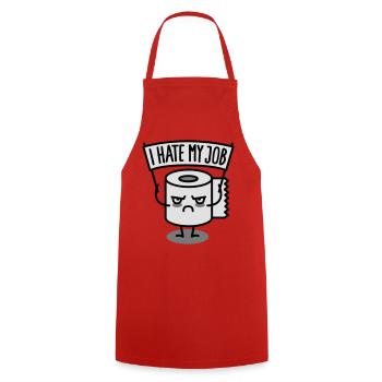 I hate my job - Toilet paper - Cooking Apron - red - Front - AI Model Male 185 dark (185cm)