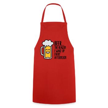 Beer is the reason I wake up every afternoon - Cooking Apron - red - Front - AI Model Male 185 dark (185cm)