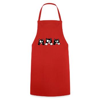 Drôle chat dessin animé - Tablier de cuisine - rouge - Devant - AI Model Male 185 dark (185cm)