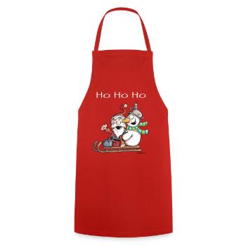 Santa Claus and Snowman ride a sledge - Gift - Cooking Apron - red - Front - AI Model Male 185 dark (185cm)