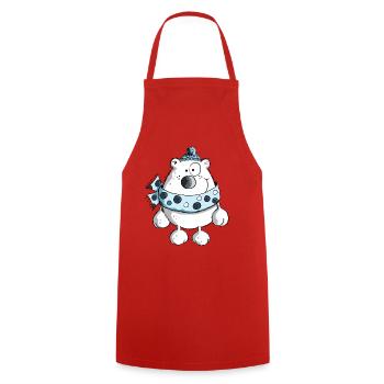 Drôle ours polaire - Hiver - Dessin animé - Tablier de cuisine - rouge - Devant - AI Model Male 185 dark (185cm)