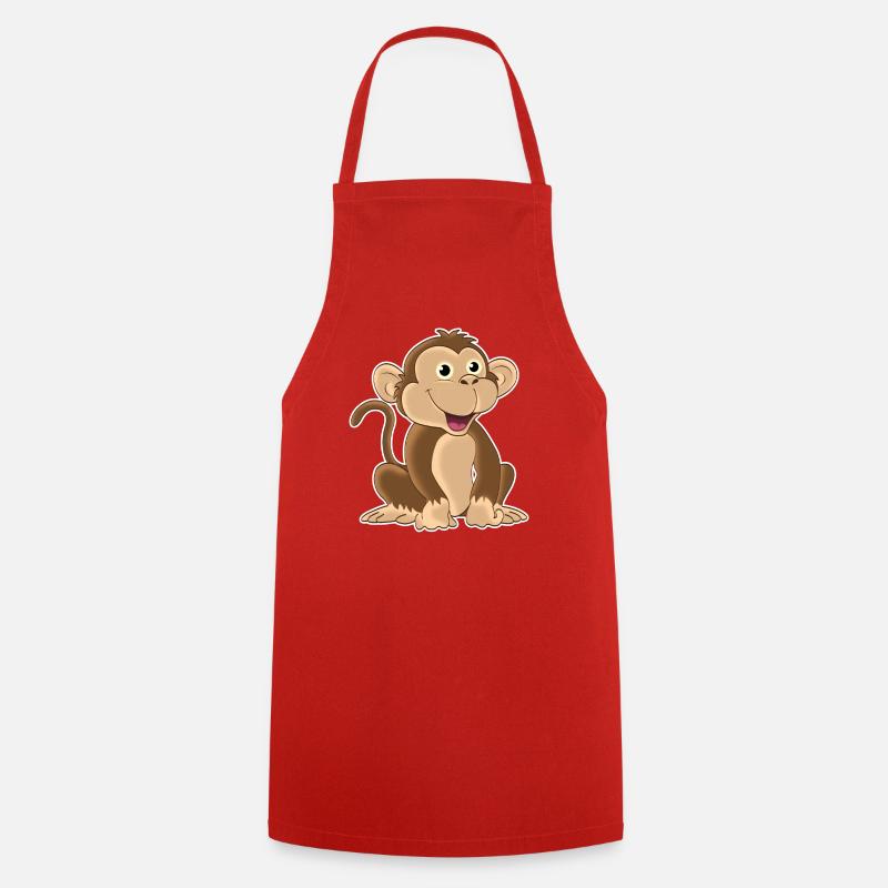 funny monkey - design - Cooking Apron - red
