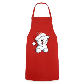 Neugierige Weihnachtskatze - Katze - Geschenk - Kochschürze - Rot - Vorne - AI Model Male 185 dark (185cm)