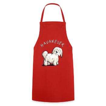 Little Havanese dog i dog friend gift - Cooking Apron - red - Front - AI Model Male 185 dark (185cm)