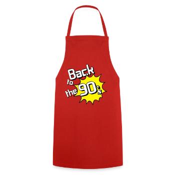 90s Party , Theme Party , 90s Back to (25) - Cooking Apron - red - Front - AI Model Male 185 dark (185cm)