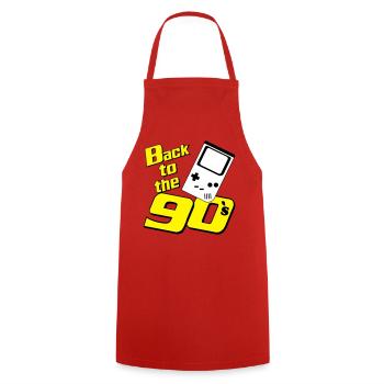90s Party , Theme Party , 90s Retro Game (25) - Cooking Apron - red - Front - AI Model Male 185 dark (185cm)