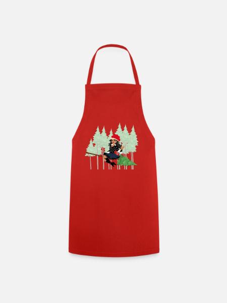 Modern Black Forest Witch Bollenhut Broom - Cooking Apron - red