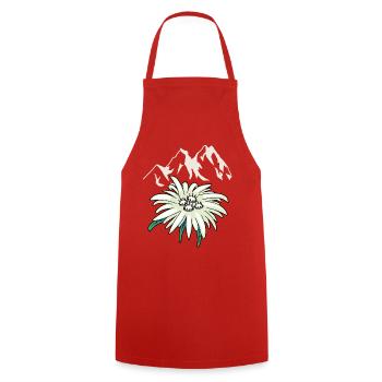 Mountains mountains peaks Edelweiß Blume Tirol - Cooking Apron - red - Front - AI Model Male 185 dark (185cm)