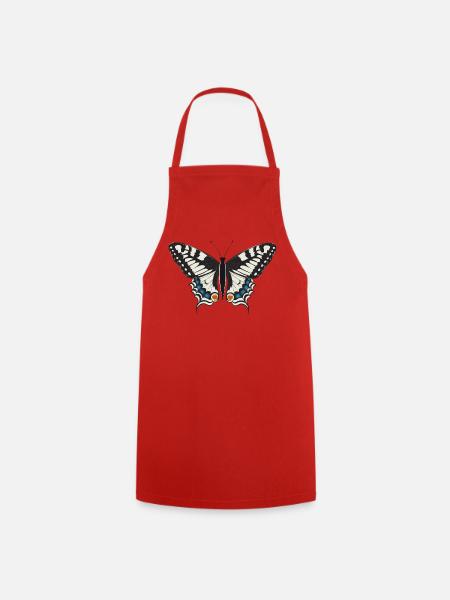 handgezeichneter Schwalbenschwanz Schmetterling - Kochschürze - Rot