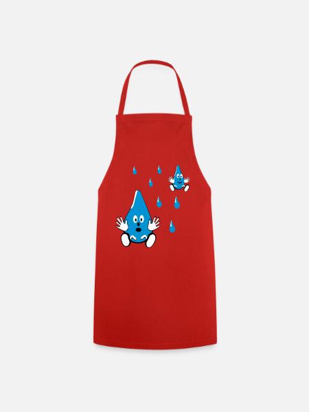 Little Water Drop Friends - Cooking Apron - red