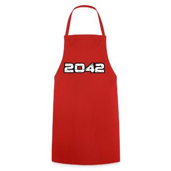 2042 - Kochschürze - Rot - Vorne - AI Model Male 185 dark (185cm)