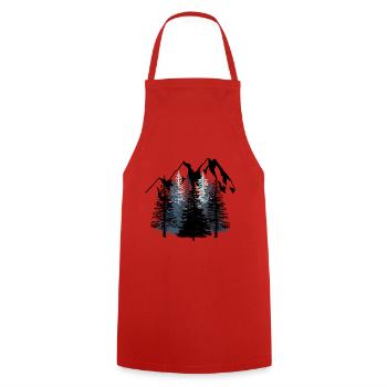 Forest Mountains Nature Wilderness black white Scouts - Cooking Apron - red - Front - AI Model Male 185 dark (185cm)