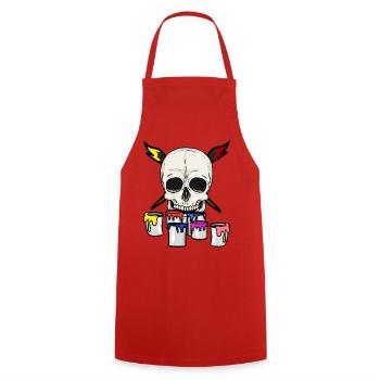 Totenkopf Künstler Maler Berufe Job Pinsel - Kochschürze - Rot - Vorne - AI Model Male 185 dark (185cm)