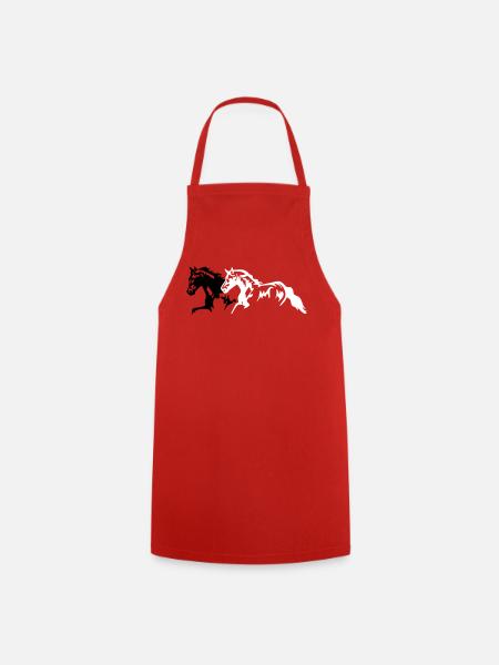 Horses stallion - mare - foal - Cooking Apron - red