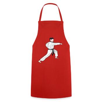 Karate fighter with black belt during training - Cooking Apron - red - Front - AI Model Male 185 dark (185cm)