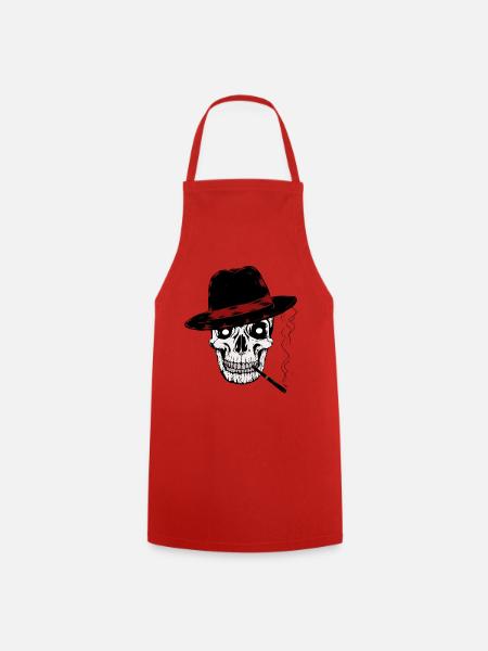 Mafia Gangster Italien Chef Totenkopf Killer Tod - Kochschürze - Rot