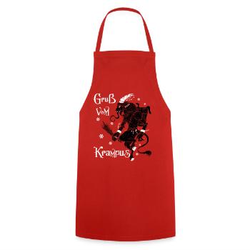 Gruß vom Krampus Lustiges Weihnachten Geschenk - Kochschürze - Rot - Vorne - AI Model Male 185 dark (185cm)