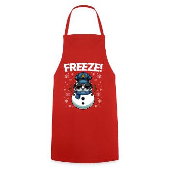 Kapitän Frost Schneemann Polizei Weihnachten - Kochschürze - Rot - Vorne - AI Model Male 185 dark (185cm)