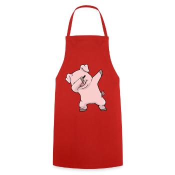 Pig Kawaii Dabbing - Cooking Apron - red - Front - AI Model Male 185 dark (185cm)