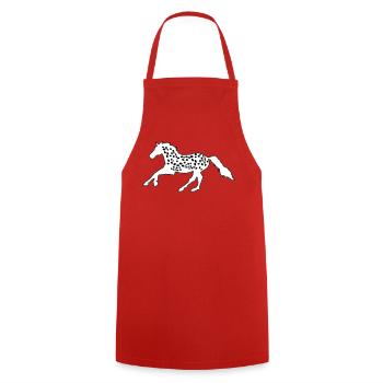 Knabstrupper, Appaloosa, Noriker, Tigerschecke - Cooking Apron - red - Front - AI Model Male 185 dark (185cm)