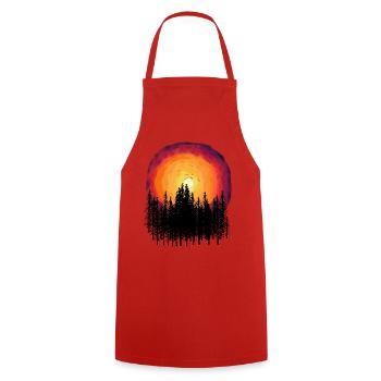 Wald Natur Flora Botanisch Sonnenuntergang Bäume - Kochschürze - Rot - Vorne - AI Model Male 185 dark (185cm)
