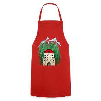 Château Historique Moyen Age Forteresse Maison du Château - Tablier de cuisine - rouge - Devant - AI Model Male 185 dark (185cm)